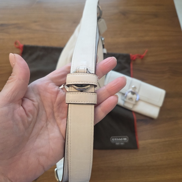 Vintage Coach Soho Slim Duffle 1452 White Leather & Silver Hardware + Wallet - Picture 14 of 16